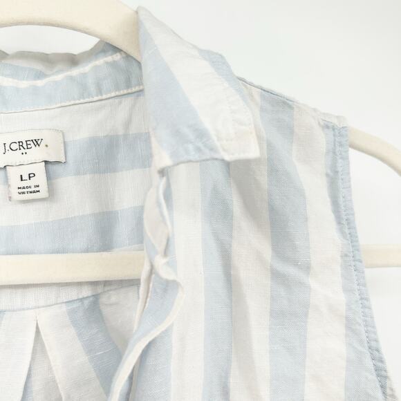 J. Crew Womens Coastal Striped Linen Cotton Sleeveless Popover Tank Top Size LP - Picture 6 of 7